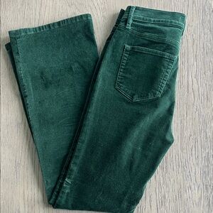 Like New LOFT Boho Statement Luxe Velevet Green Flare Pants